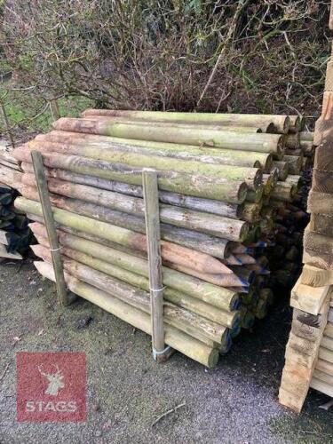 PALLET OF USED MACHINE ROUND 4'' STAKES