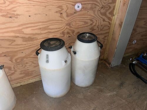 2 PLASTIC MILK CHURNS