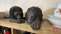 PAIR BRONZE EFFECT LIONS - 4