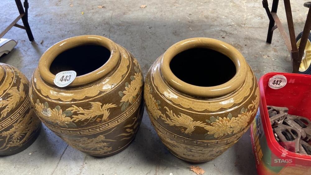 PAIR DECORATIVE PLANT POTS