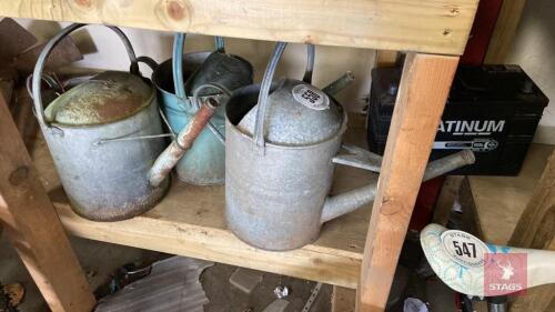 3 GALVANISED WATERING CANS