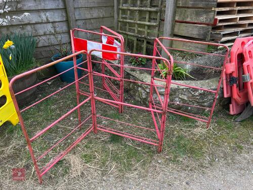 2 RED METAL PEDESTRIAN BARRIERS