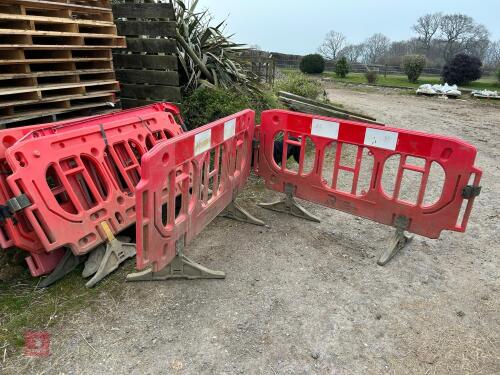 6 RED PLASTIC CROWD BARRIERS