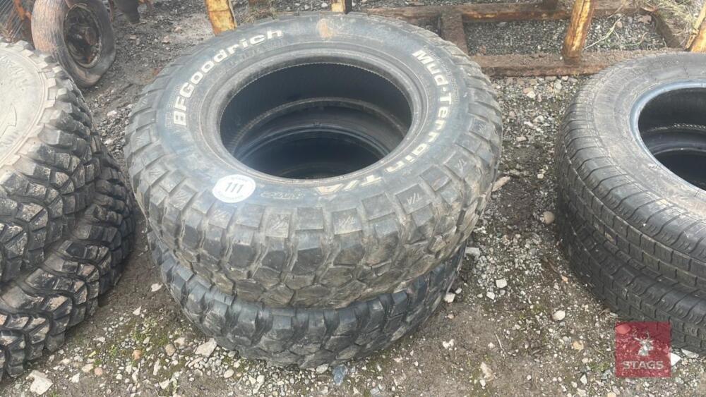 PAIR OF BFG GOODRICH MUD TERRAIN TYRES