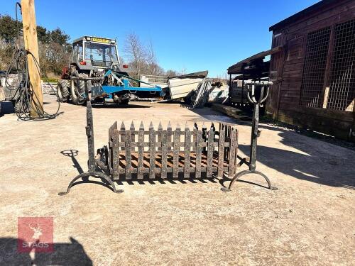 HEAVY CAST IRON FIRE BASKET CW FIRE DOGS