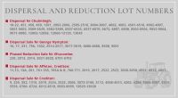 DISPERSAL & REDUCTION LOT NUMBERS