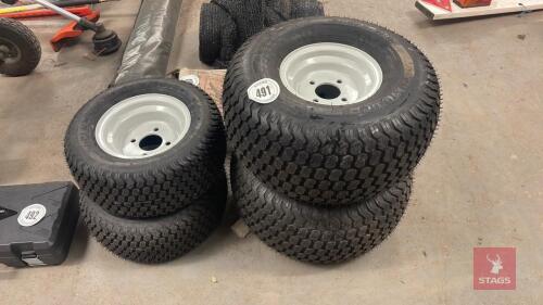 FULL SET OF LAWN MOWER WHEELS & TYRES