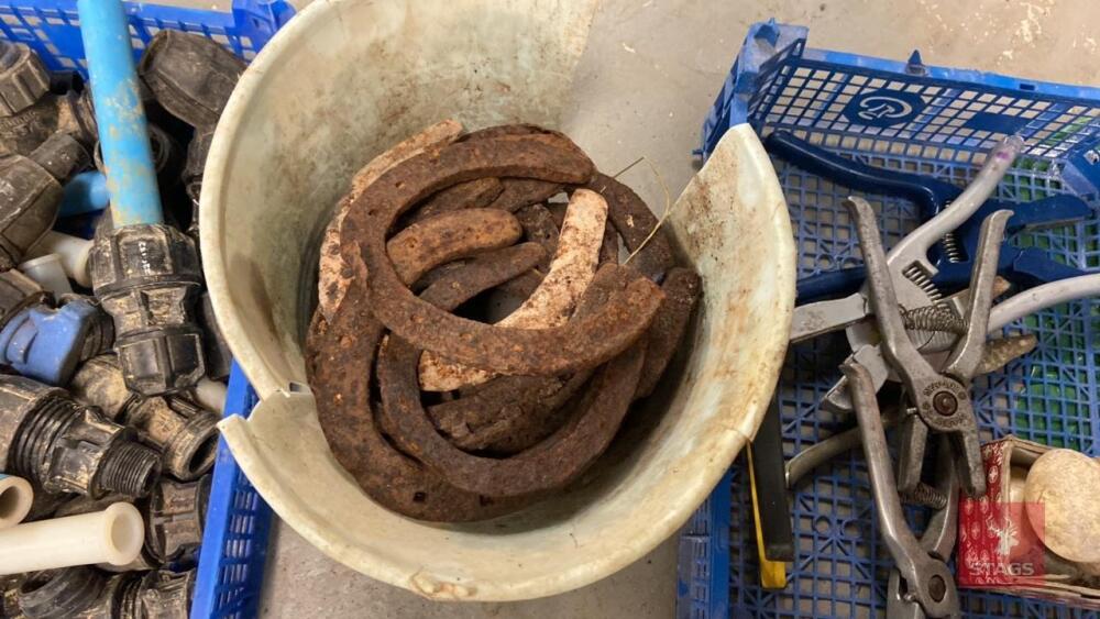 BUCKET OF HORSE SHOES