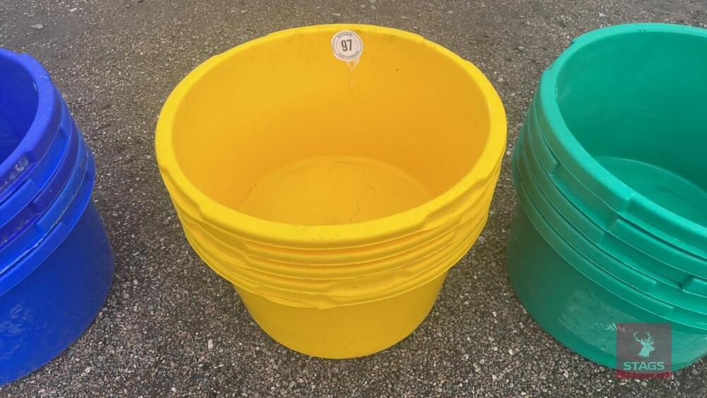 5 80KG EQUINE/ANIMAL FEEDERS (YELLOW)