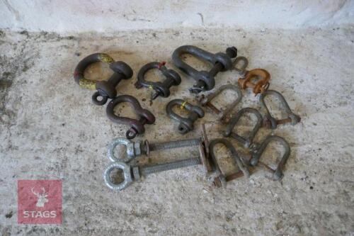 12 'D' SHACKLES & 2 EYE BOLTS