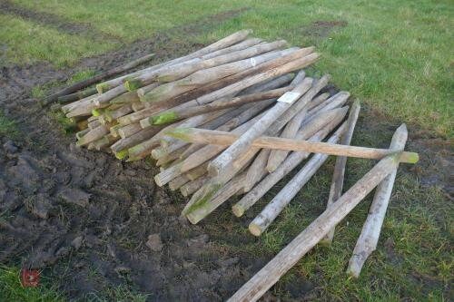 APPROX 100 WOODEN 5'6" FENCE STAKES