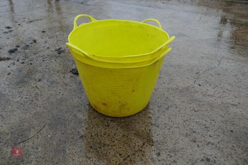 3 YELLOW PLASTIC FEED BUCKETS