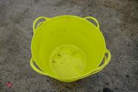 3 YELLOW PLASTIC FEED BUCKETS - 5