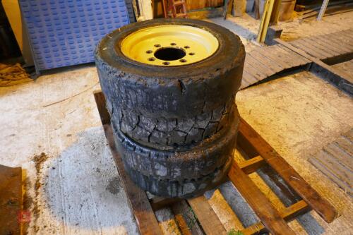 4 USED SKID STEER WHEELS & TYRES