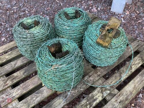 4 ROLLS OF HT BARBED WIRE