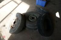 5 MINI CAR TRAILER WHEELS & TYRES - 5