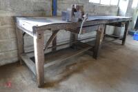 WOODEN WORKSHOP WORK BENCH & VICE - 3