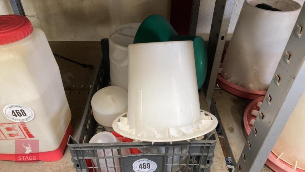 BOX OF POULTRY FEEDERS/DRINKERS