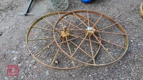 2 VINTAGE CART WHEELS