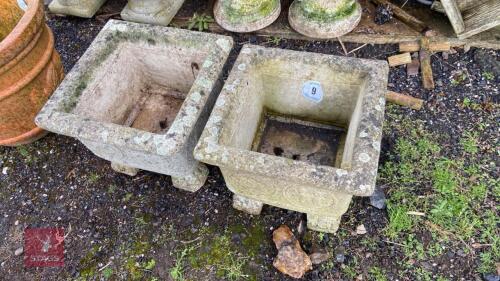 PAIR OF SQUARE CONCRETE FLOWER POTS