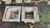 PAIR OF SQUARE CONCRETE FLOWER POTS - 3