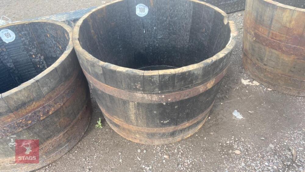 HALF BARRELL WOODEN PLANT POT