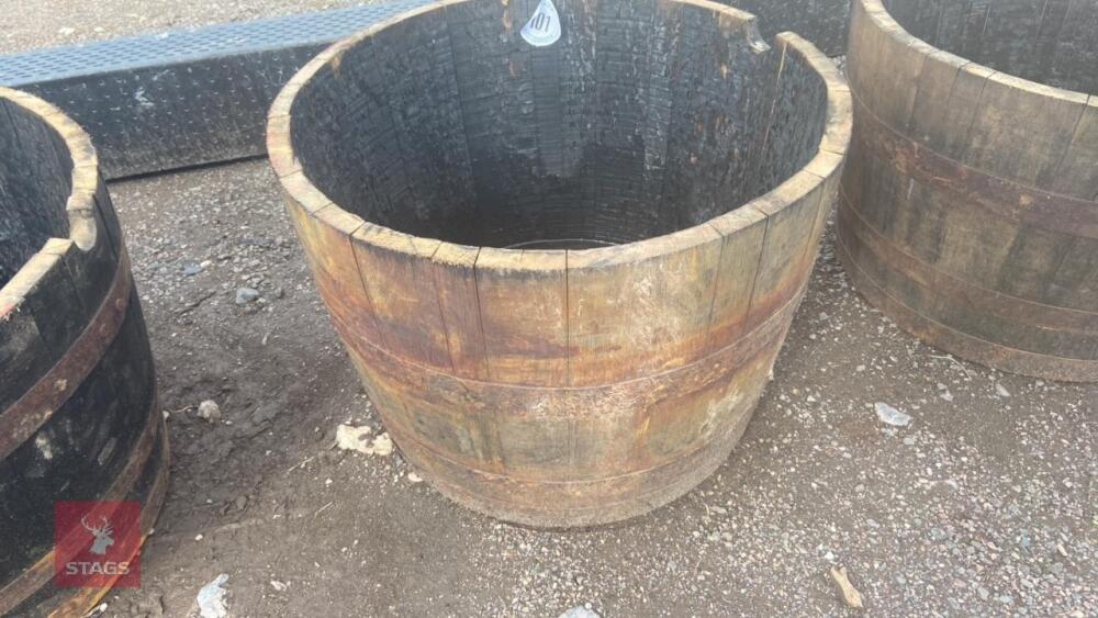 HALF BARRELL WOODEN PLANT POT