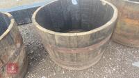 HALF BARRELL WOODEN PLANT POT