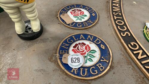 2 ENGLAND RUGBY SIGNS