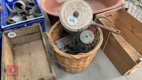 BASKET, BIRD FEEDERS, SAUCE PAN