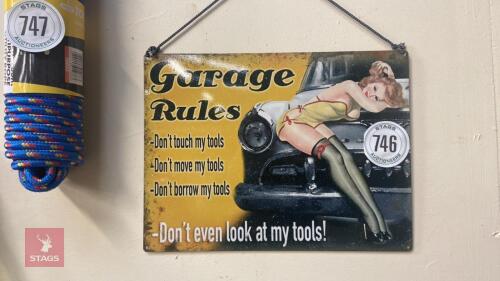GARAGE RULES SIGN