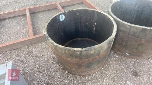 HALF BARRELL WOODEN PLANT POT