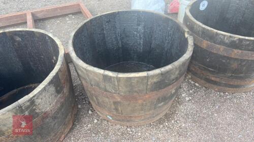 HALF BARRELL WOODEN PLANT POT