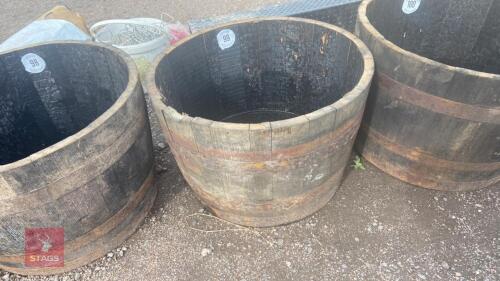 HALF BARRELL WOODEN PLANT POT