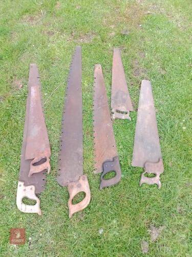 SIX VINTAGE WOODEN SAWS