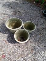 3 LARGE GREEN POTS