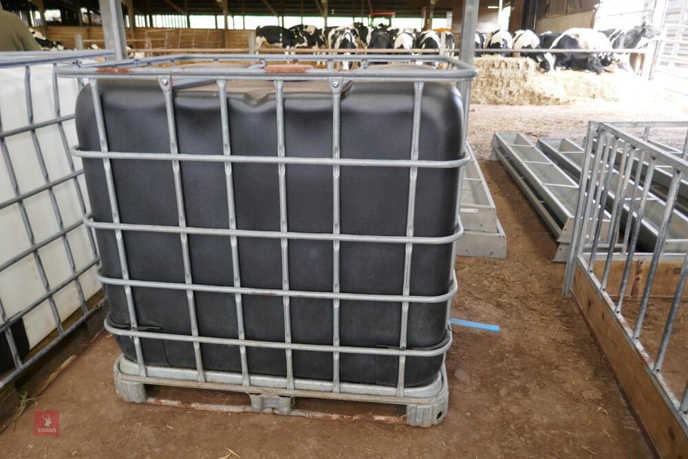 SCHUTZ BLACK IBC CONTAINER IN MESH CAGE