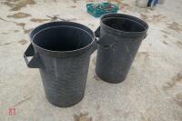 2 PLASTIC DUSTBINS & 1 GALVANISED