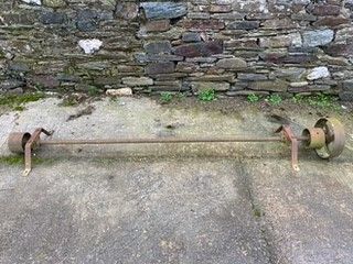 2 VINTAGE METAL PULLEYS