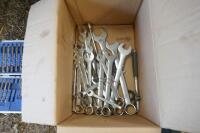 BOX OF SPANNERS AND DRILL BITS ETC - 4