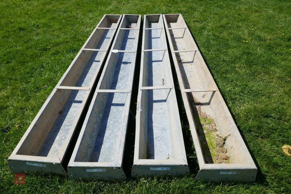 4 IAE 9' GALV GROUND FEED TROUGHS