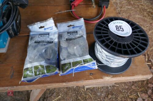 ROLL OF ELECTRIC WIRE & 2 BAGS OF GRIPS