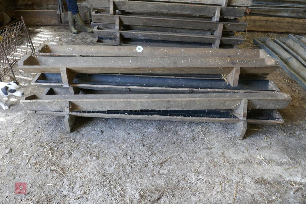 8 8FT WOODEN FEED TROUGHS