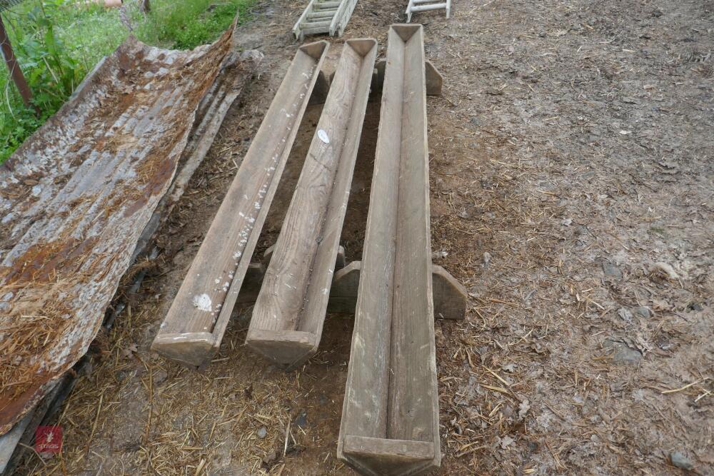 3 WOODEN SHEEP TROUGHS