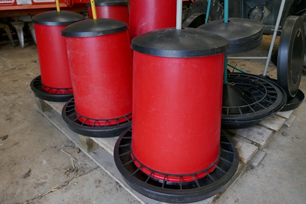 10 PLASTIC POULTRY TUBE FEEDERS