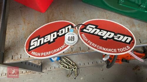 2 CAST IRON SNAP-ON SIGNS