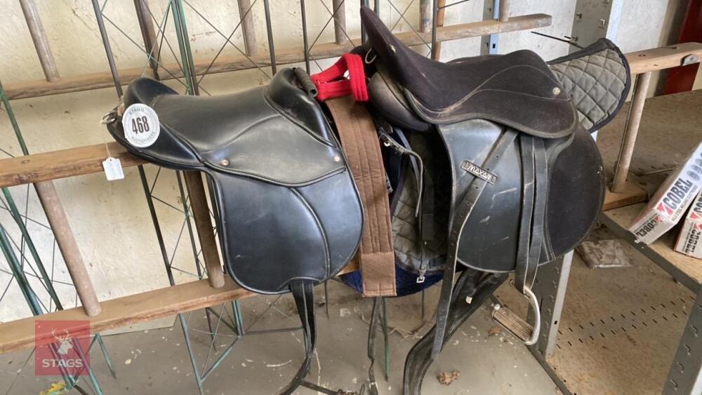 2 SADDLES, GIRTHS, TACK ETC