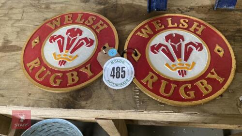 2 CAST IRON WELSH RUGBY SIGNS