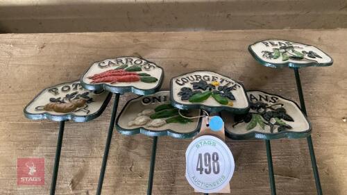 6 CAST IRON VEGETABLE SIGNS