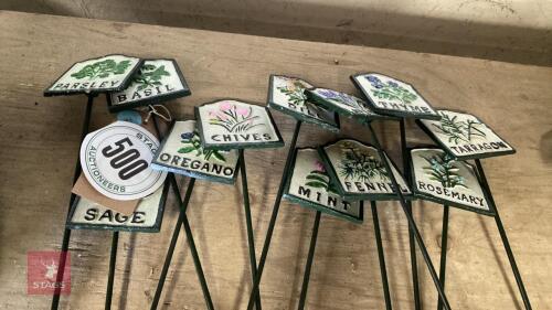12 CAST IRON HERB SIGNS